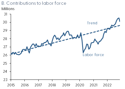 B. Contributions to labor force