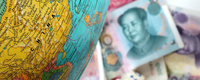 Globe and currencies