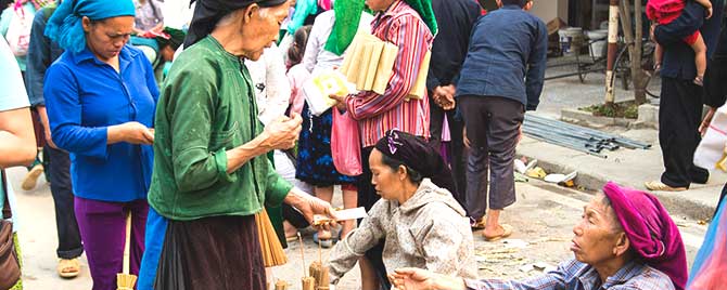 Scene of outdoor market in Asia