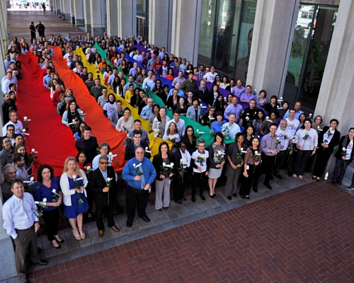 Photo of SF Fed LGBT Pride Banner of Love event