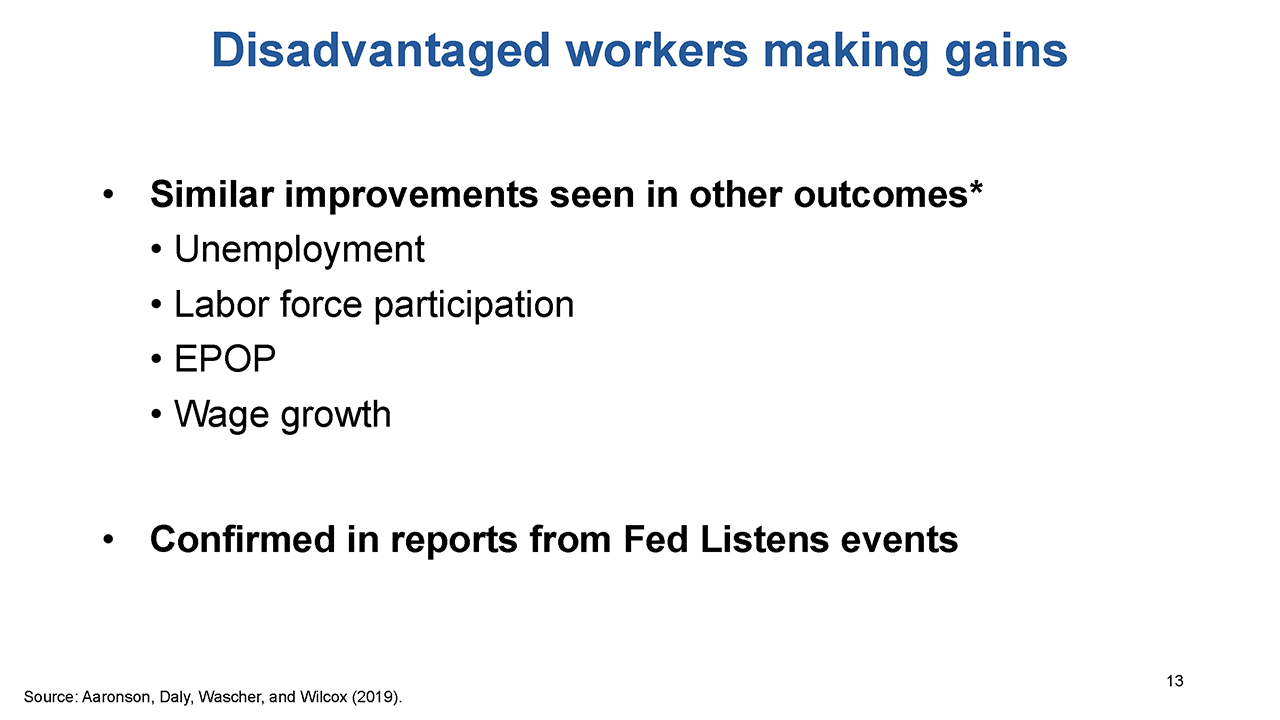 Slide 13: Disadvantaged workers making gains (continued)