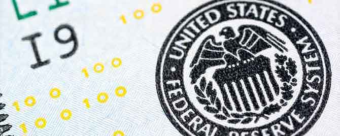 Close up of seal on Federal Reserve Note