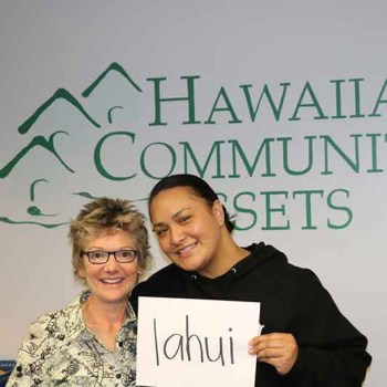 President Mary Daly with a community leader