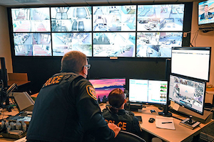 Police officers working