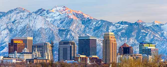 View of Downtown Salt Lake City and Mountains