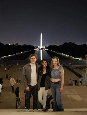 Areeba and two friends visiting the Lincoln Memorial and Washington Monument in DC during her first year at American University in 2019.