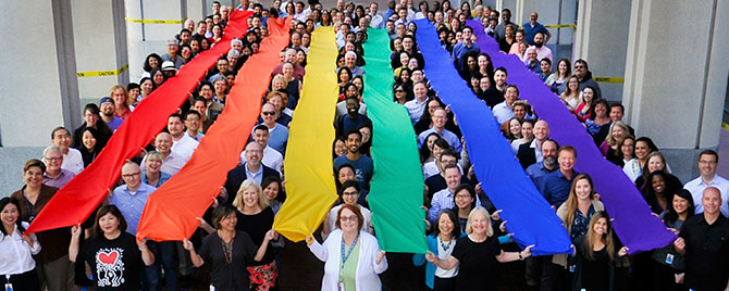 LGBTQ Banner of Love 2017 SF Fed Headquarters