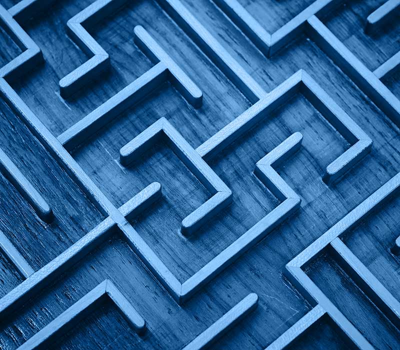 Blue wooden maze