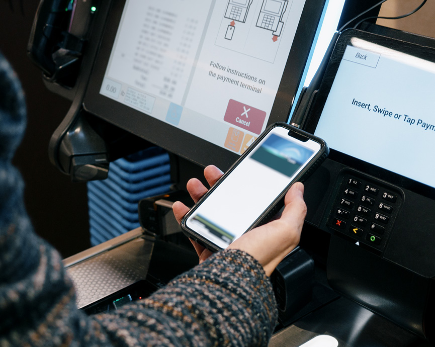 Mobile phone in a person's hand.