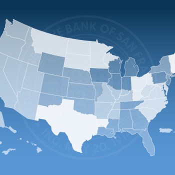 Map outlining each of the 12 Federal Reserve Districts.