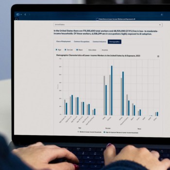 Computer screen with text and a bar chart.