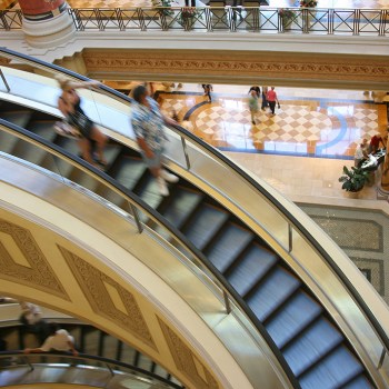 Escalator In Indoor Shopping Mall