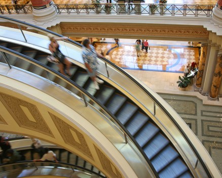Escalator In Indoor Shopping Mall