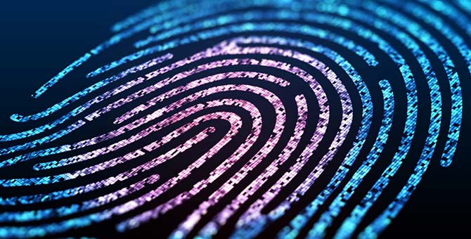 Digital fingerprint on a black background