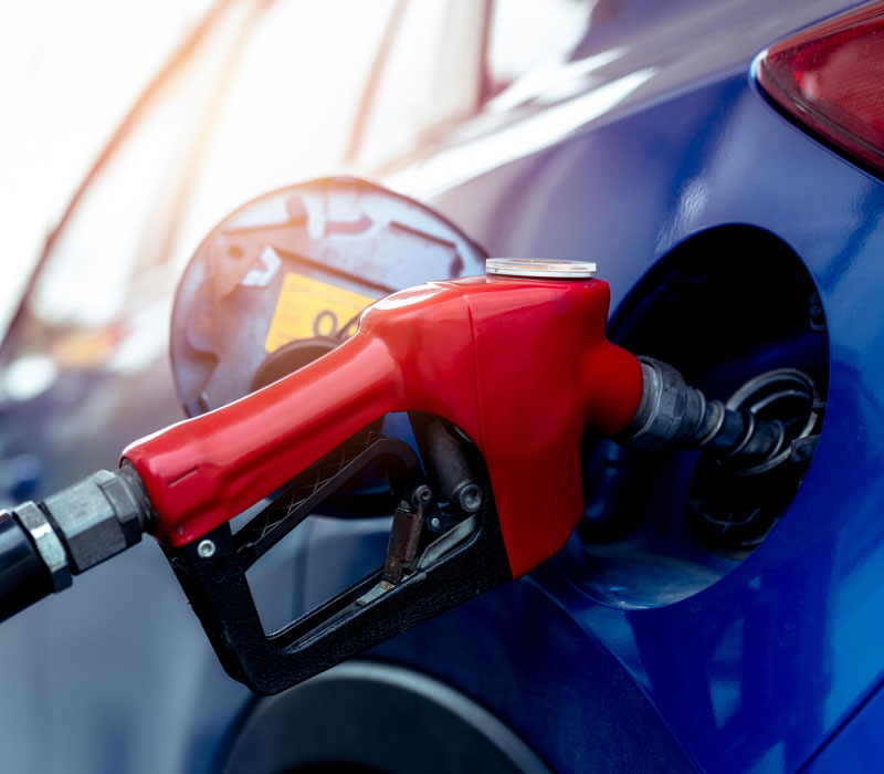 Gas pump in car’s fuel tank