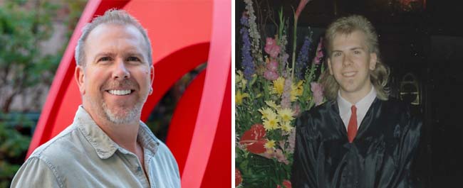 Brian Walker (left). Brian at his college graduation (right).