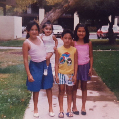 Selvyn and his sisters in the U.S.