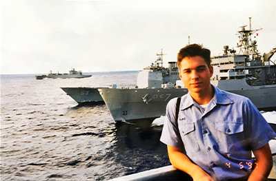 Kevin onboard the USS Kitty Hawk (CV-63) returning stateside from his first deployment to the Persian Gulf supporting Operation Southern Watch (1997).