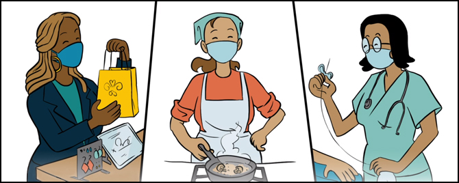 Mothers working at various jobs