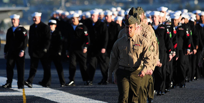 Enlisted Marines in uniform
