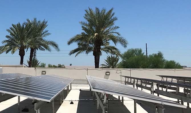 Solar panels on the roof of the Phoenix Processing Center