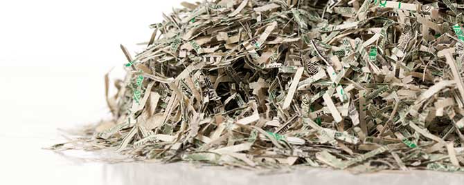 Recycling shredded cash