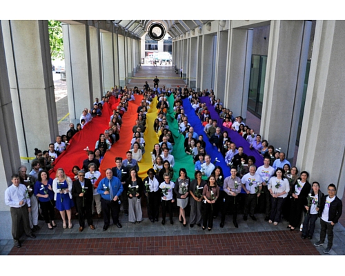 Photo of SF Fed LGBT Pride Banner of Love event