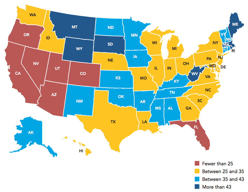Units Affordable and Available Per 100 Renter Households with Incomes of No More than 30% AMI, 2013