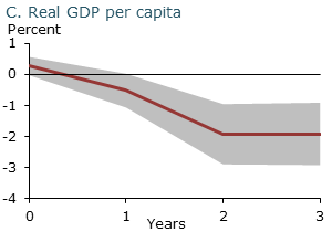 Estimated effects of monetary policy shock: Real GDP per capita