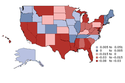 Difference in prepayment rate by state