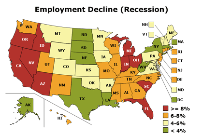 Job losses mirrored home price decline