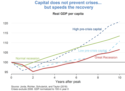 Capital does not prevent crises ... but speeds the recovery