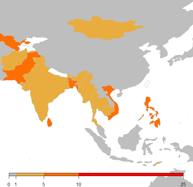 Asia’s Remittance Inflows (% GDP, 2014)