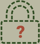 dashed outline of a lock with question mark