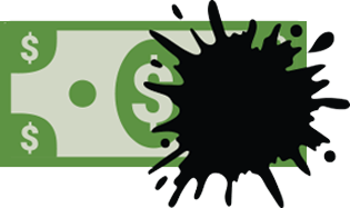 currency with large inkblot
