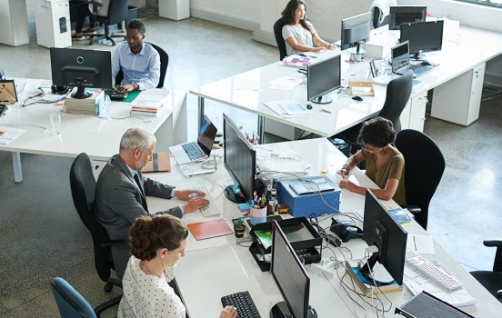Office workers at computers